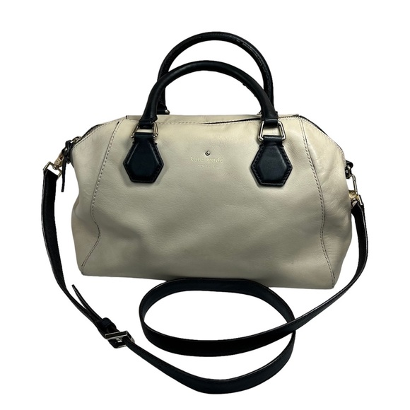 kate spade Handbags - Kate Spade Beige/Black Trim Leather Catherine Street Top Handle / Crossbody Bag